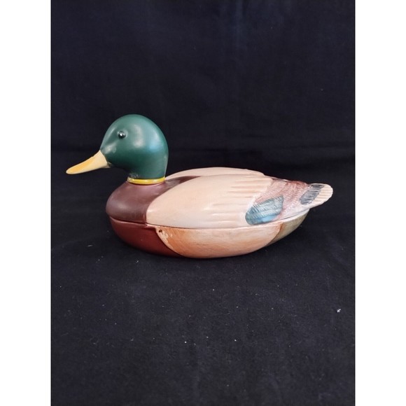 Vintage 1978 Porcelain Avon Mallard Duck Covered Trinket Dish Hand Crafted - Picture 1 of 10